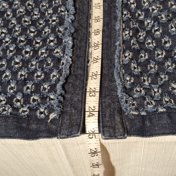 Sz 2/L Chicos Fringe Denim Open Jacket - Picture 9 of 9